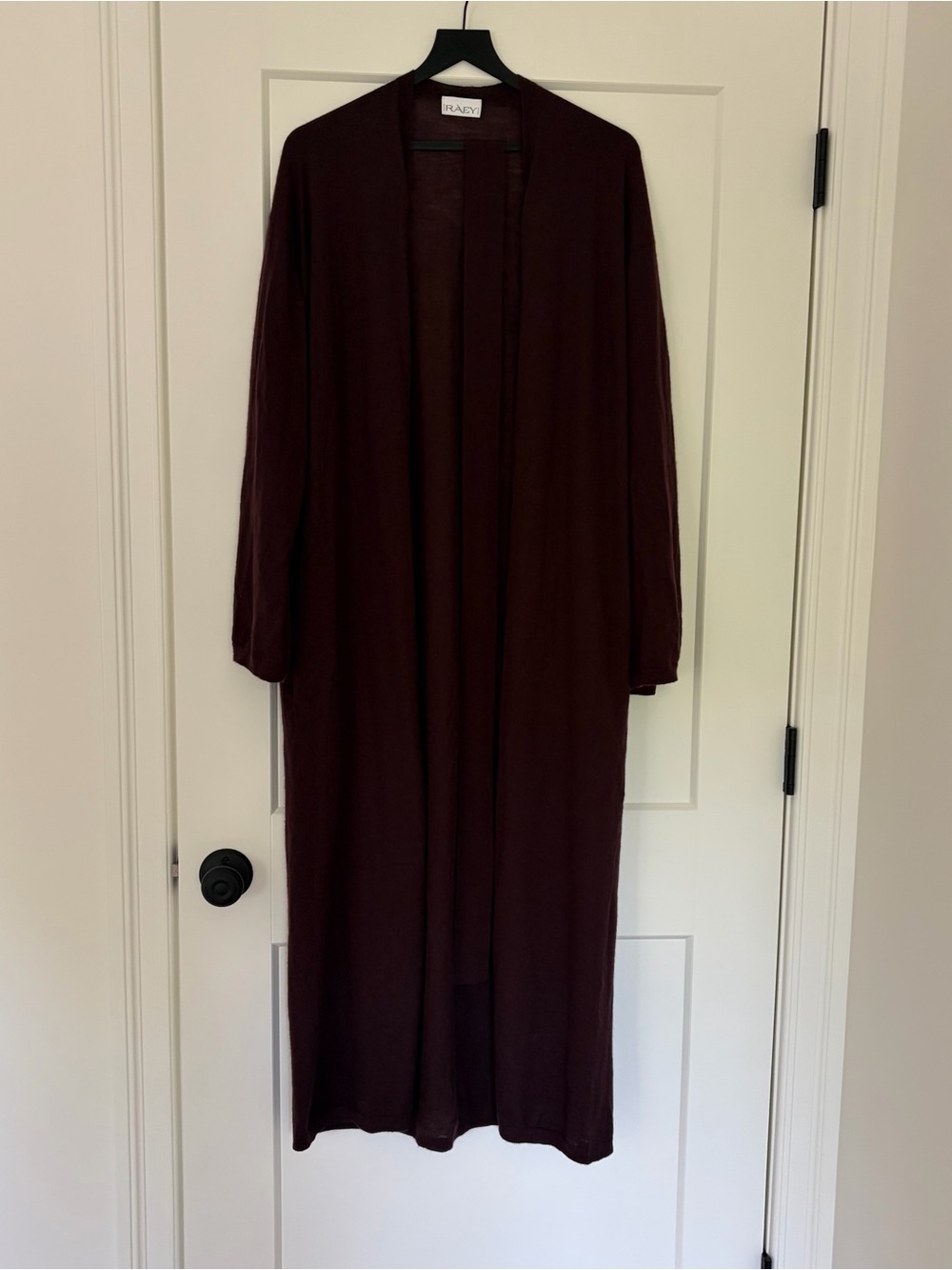 Raey Fine Gauge Responsible-Cashmere Maxi Cardigan Size L/XL Burgundy
